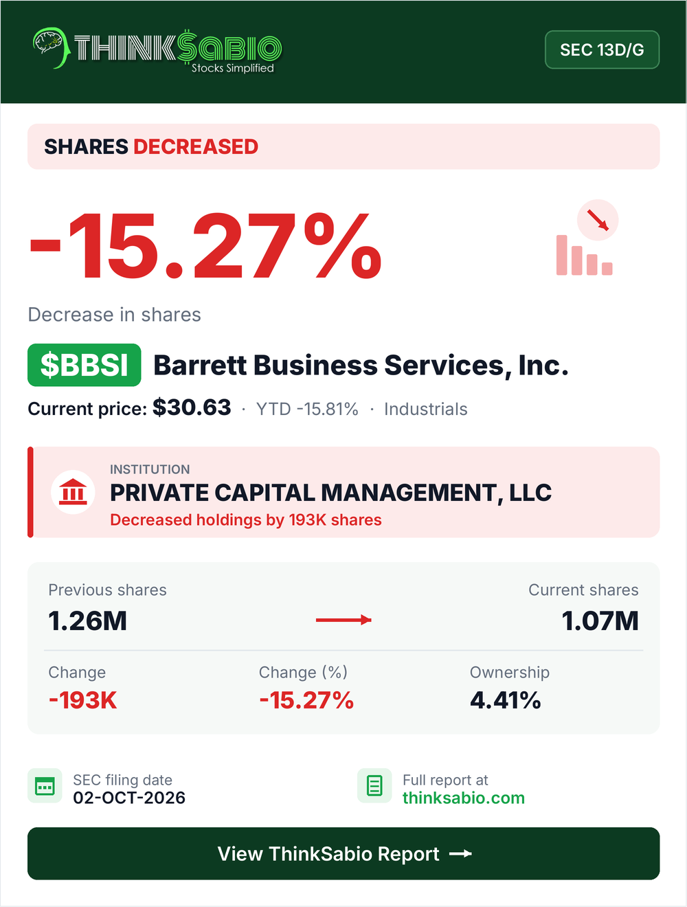 $BBSI SEC 13D/G filing card